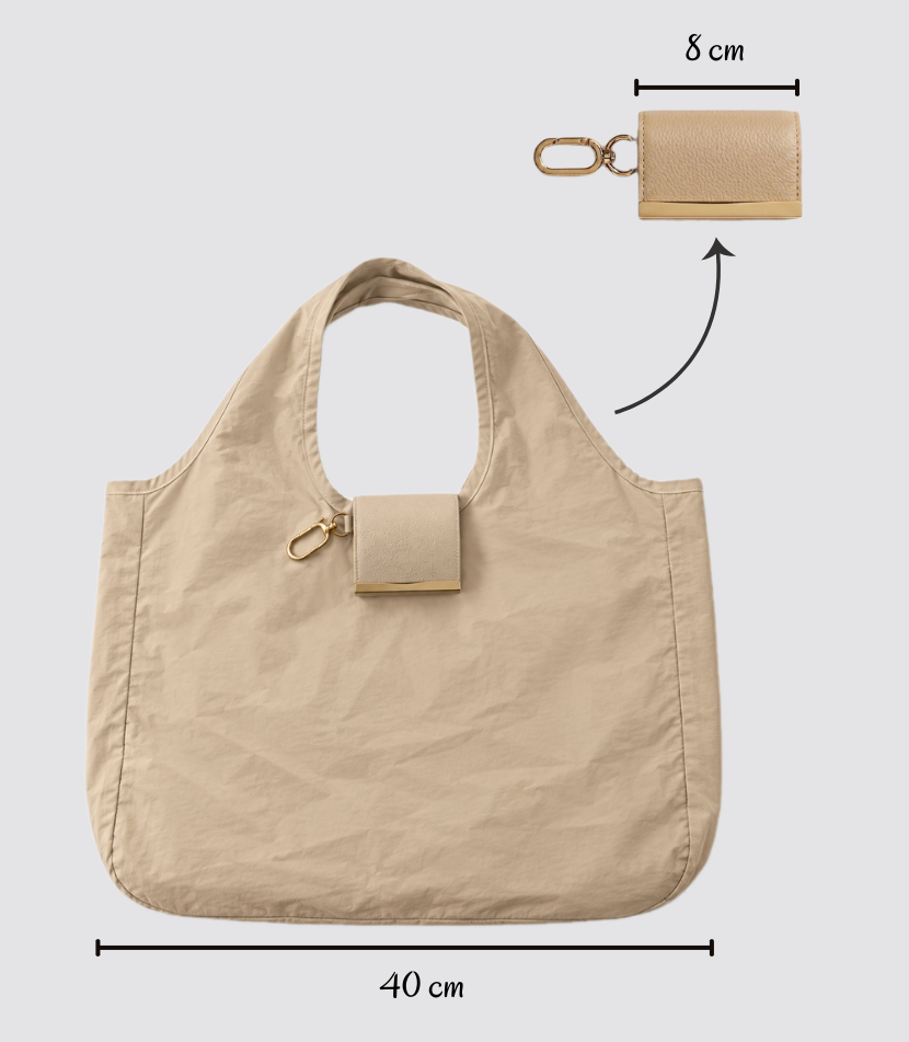 2-in-1 Foldable Tote Bag – Compact Keychain Shopping Bag, Lightweight & Reusable