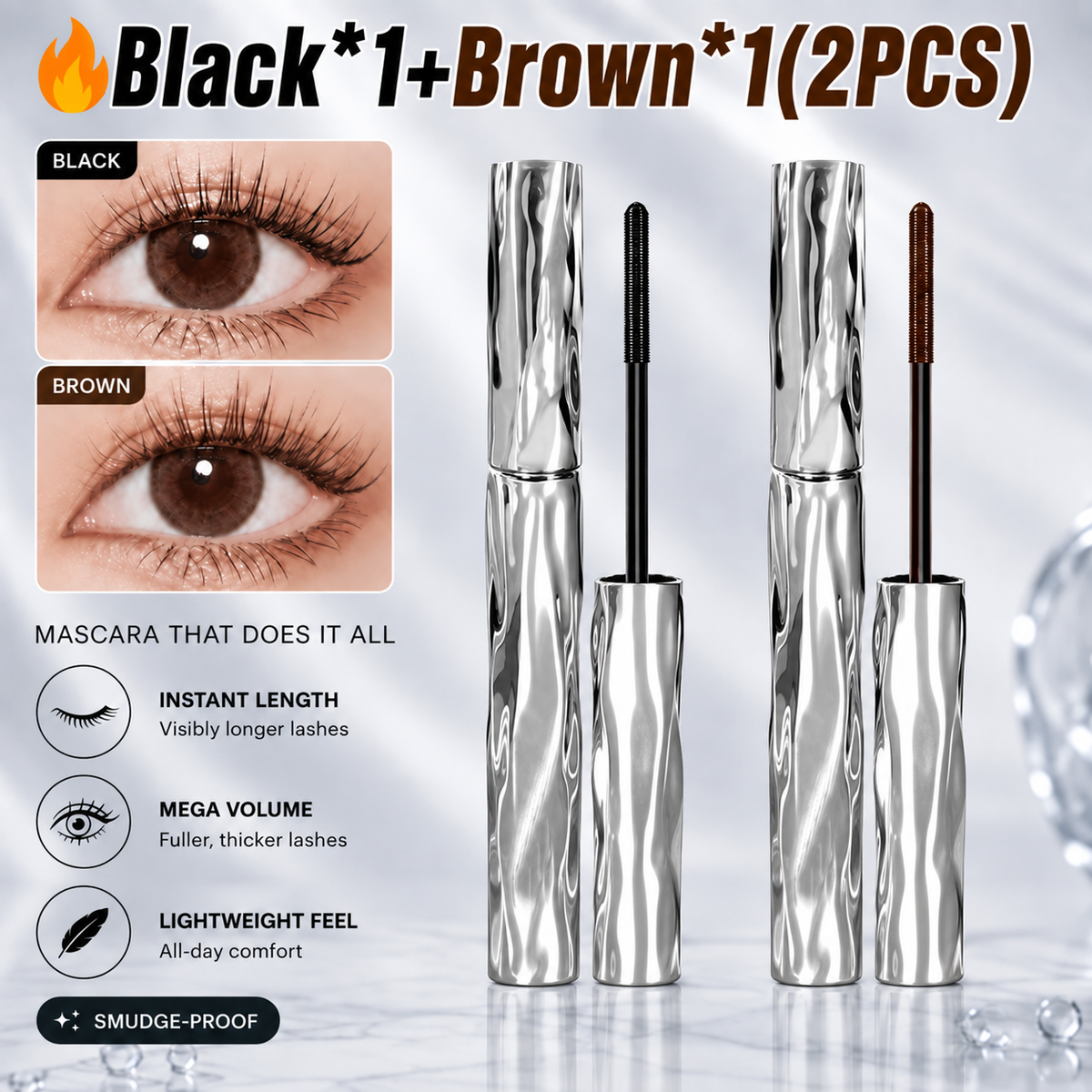 Volumizing Lengthening Smudge—Proof Mascara with Nourishing Formula👁️✨(Buy 1 Get 1 Free)