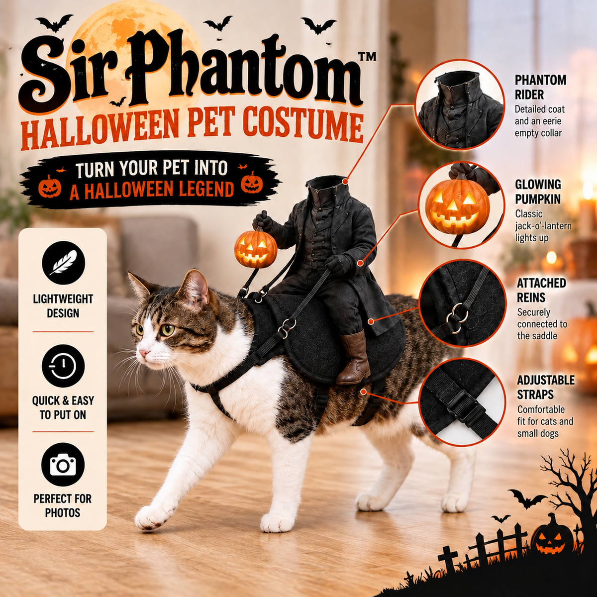 Halloween Spooky Rider Pet Costume 🎃