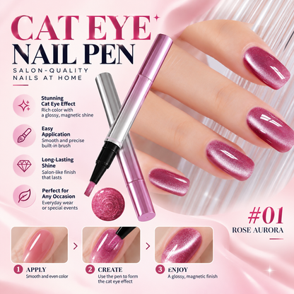 Magnetic Cat Eye Nail Polish Pen – Shimmering Glossy Finish, Easy Application, Salon-Style Nails at Home