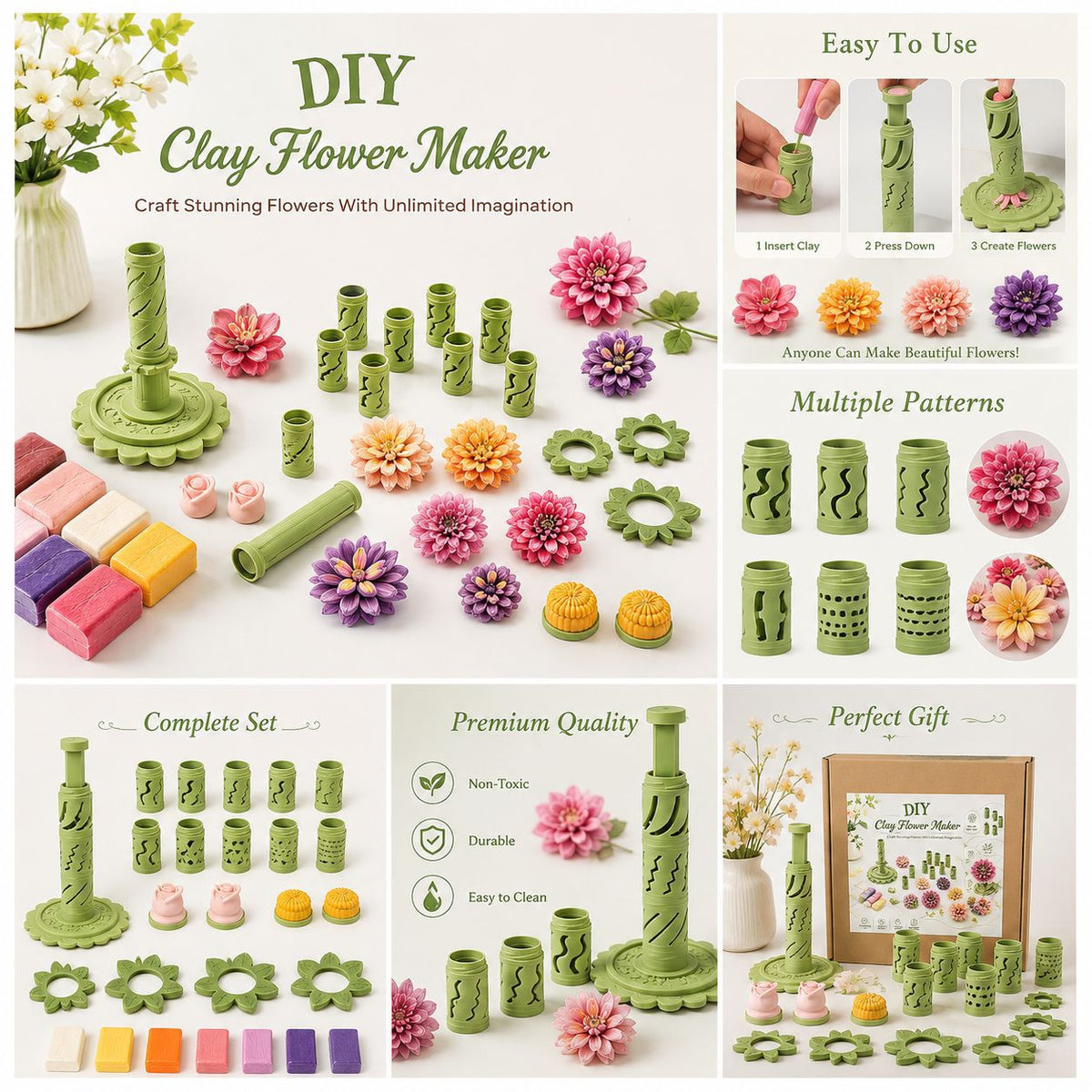🌸 DIY Flower Clay Maker Kit 🌷 – Create Beautiful 3D Flowers with Ease ✨ | Unleash Your Creativity 🎨💐