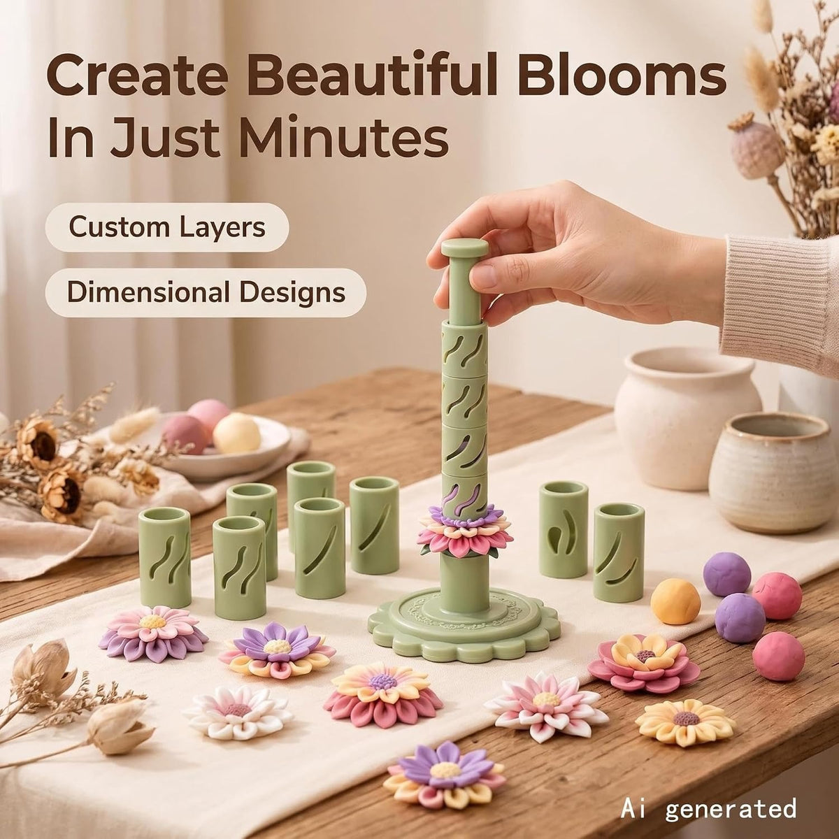 🌸 DIY Flower Clay Maker Kit 🌷 – Create Beautiful 3D Flowers with Ease ✨ | Unleash Your Creativity 🎨💐