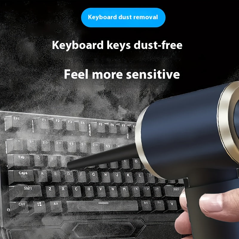 🚗 Mini Handheld Vacuum Cleaner & Air Duster 💨 | USB Rechargeable, Multi-Functional Cleaning Kit 🧹 | For Car, Keyboard, Home & Pet Hair 🐾