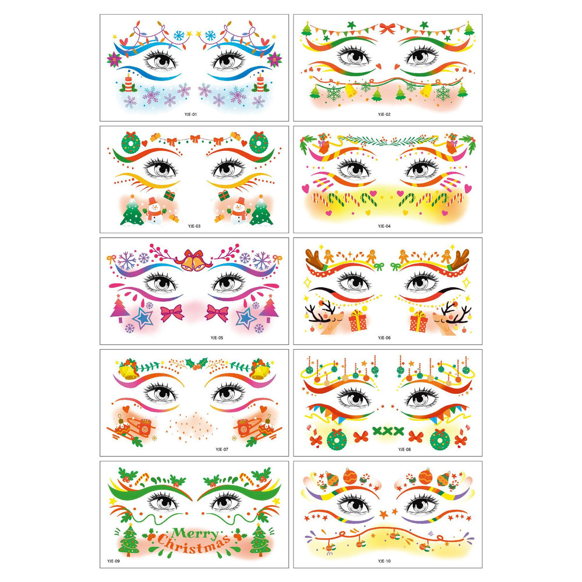 Christmas Temporary Face Tattoos for Girls, 12 Sheets Pink Blush & Holographic Face Stickers, Snowflake Christmas Tree Fake Tattoos for Holiday Makeup, Face & Body Art, Party Accessories