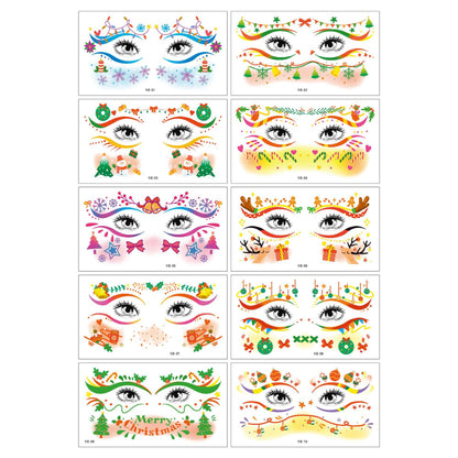 Christmas Temporary Face Tattoos for Girls, 12 Sheets Pink Blush & Holographic Face Stickers, Snowflake Christmas Tree Fake Tattoos for Holiday Makeup, Face & Body Art, Party Accessories