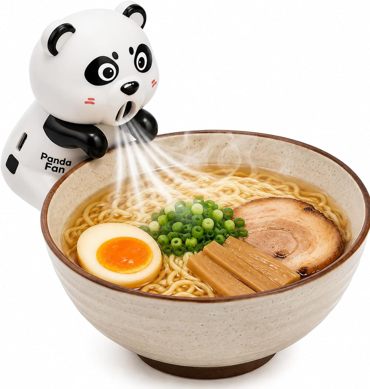 Cute Panda Clip-On Food Cooling Fan – Hands-Free Mini Fan for Hot Coffee, Tea, Soup, Noodles & Baby Food