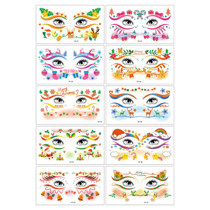Christmas Temporary Face Tattoos for Girls, 12 Sheets Pink Blush & Holographic Face Stickers, Snowflake Christmas Tree Fake Tattoos for Holiday Makeup, Face & Body Art, Party Accessories