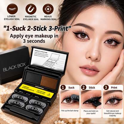3-in-1 Eye Stamp Kit，Lower Lash & Eyeliner & Mole Mark, Black & Brown Ink