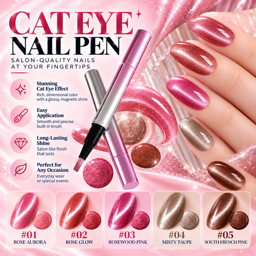 Magnetic Cat Eye Nail Polish Pen – Shimmering Glossy Finish, Easy Application, Salon-Style Nails at Home