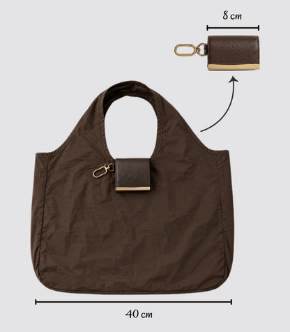 2-in-1 Foldable Tote Bag – Compact Keychain Shopping Bag, Lightweight & Reusable