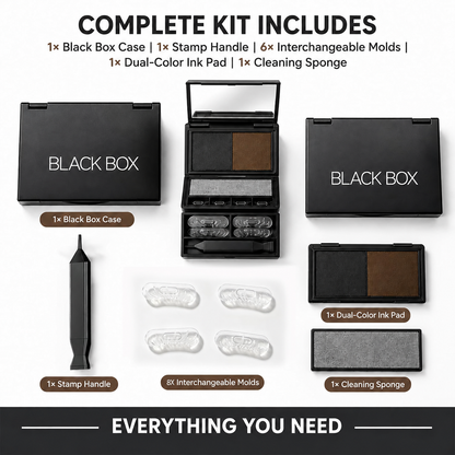 3-in-1 Eye Stamp Kit，Lower Lash & Eyeliner & Mole Mark, Black & Brown Ink