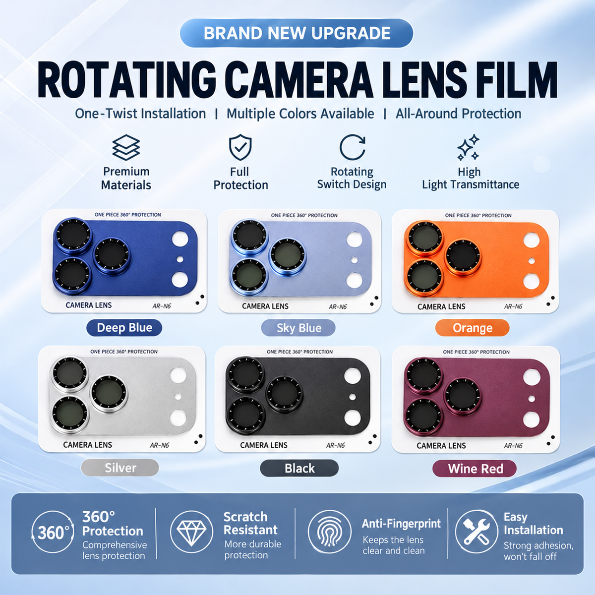 🔥 BUY 1 GET 1 FREE! 🎁 Rotating Camera Lens Protector for iPhone 17 Pro / 17 Pro Max / 18 Pro / 18 Pro Max 📱 | 360° Adjustable Filter, Scratch-Resistant Tempered Glass, Full Camera Protection ✨