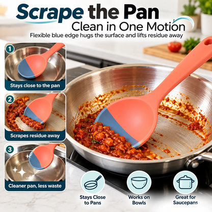 3-in-1 Silicone Cooking Spoon – Flexible Scraper, Soup Ladle & Measuring Spoon
