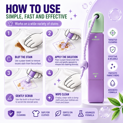2-in-1 Instant Stain Remover Pen – Portable Cleaning & Brush Tool