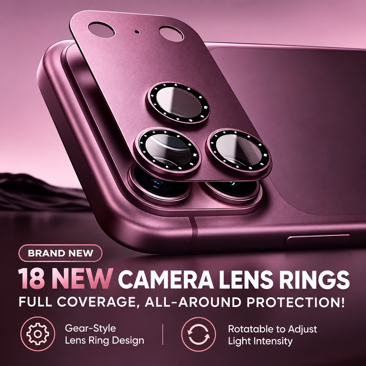 🔥 BUY 1 GET 1 FREE! 🎁 Rotating Camera Lens Protector for iPhone 17 Pro / 17 Pro Max / 18 Pro / 18 Pro Max 📱 | 360° Adjustable Filter, Scratch-Resistant Tempered Glass, Full Camera Protection ✨