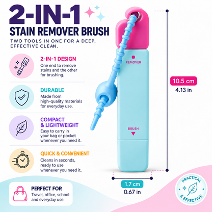 2-in-1 Instant Stain Remover Pen – Portable Cleaning & Brush Tool