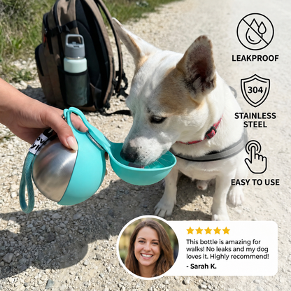 2-in-1 Dog Travel Water Bottle – Leakproof Stainless Steel Bottle with Silicone Bowl