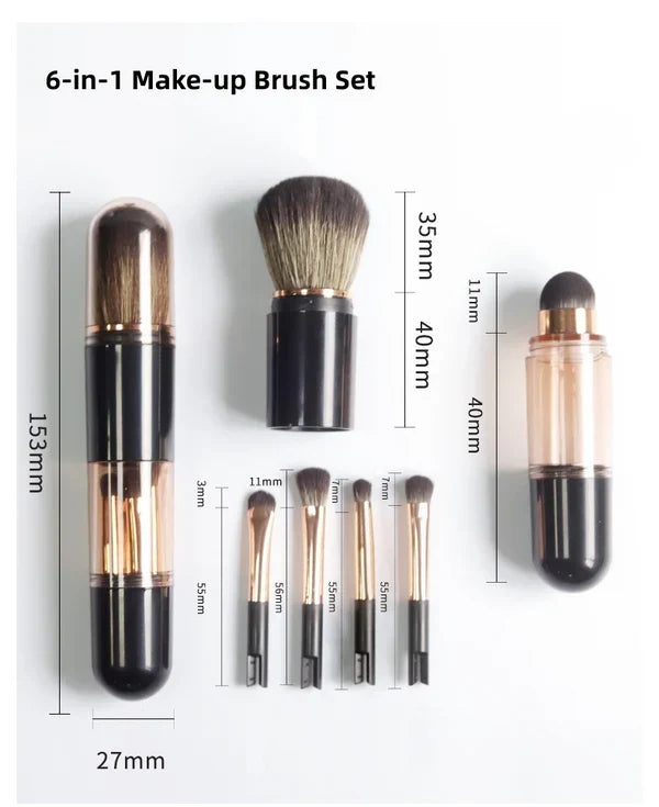 🖌️Buy 1 Get 1 Free !!📢Portable Retractable Makeup Brush Set Multifunctional Travel Cosmetic Tool with Powder Blush and Silicone Lip Brush