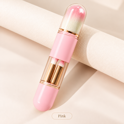 🖌️Buy 1 Get 1 Free !!📢Portable Retractable Makeup Brush Set Multifunctional Travel Cosmetic Tool with Powder Blush and Silicone Lip Brush