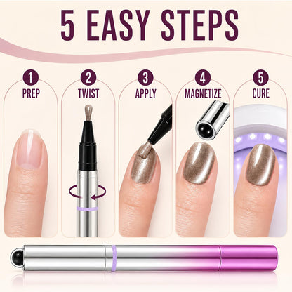 Magnetic Cat Eye Nail Polish Pen – Shimmering Glossy Finish, Easy Application, Salon-Style Nails at Home