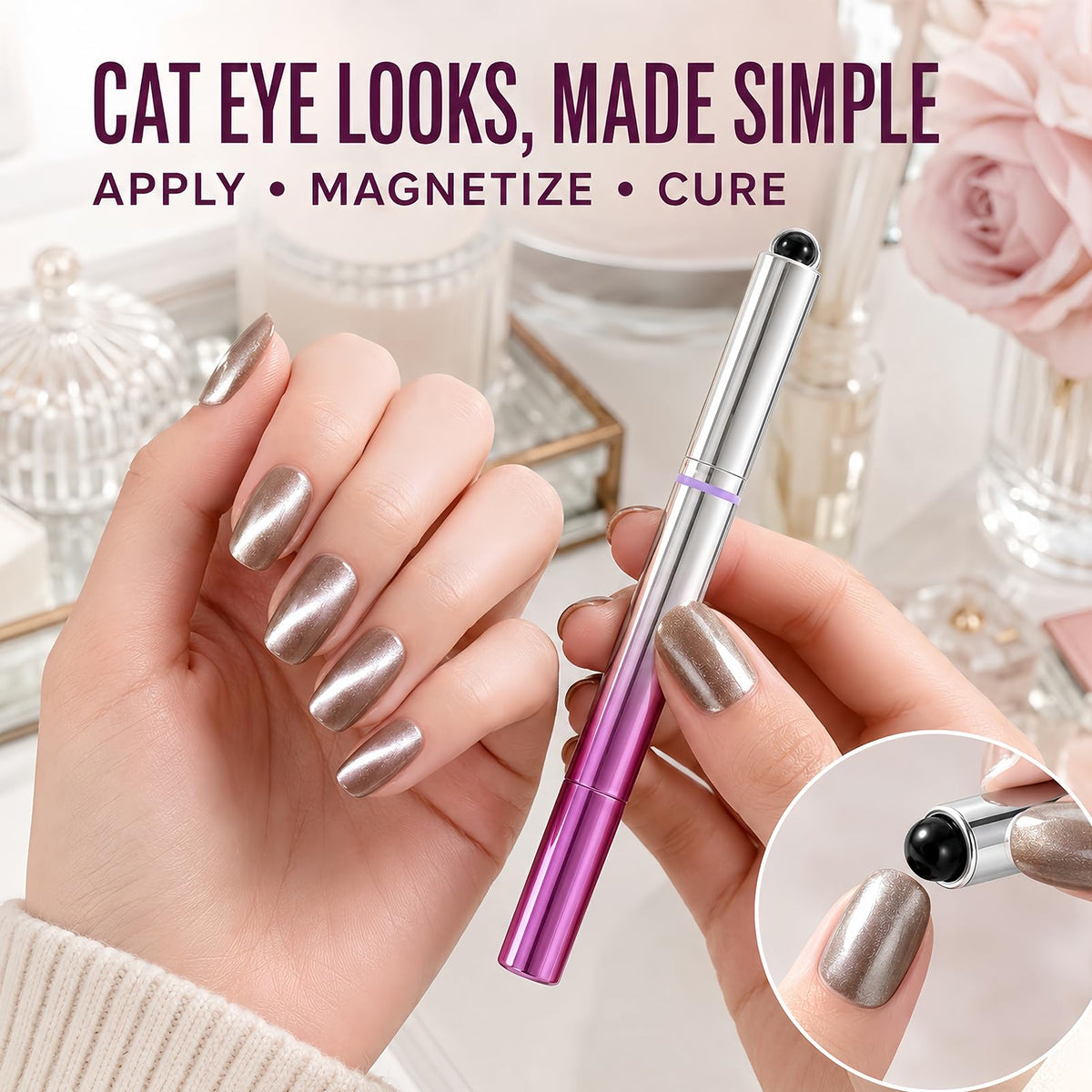 Magnetic Cat Eye Nail Polish Pen – Shimmering Glossy Finish, Easy Application, Salon-Style Nails at Home