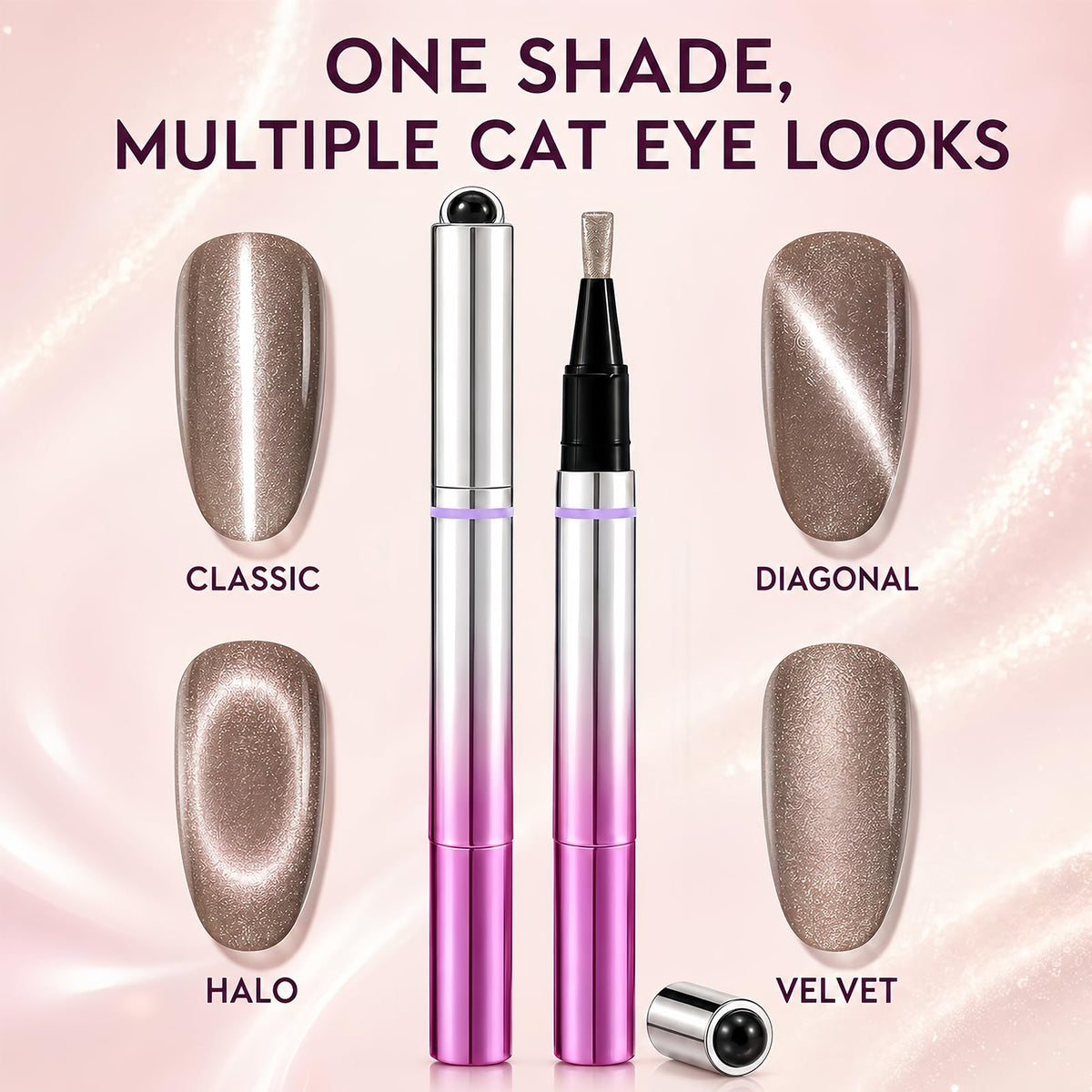 Magnetic Cat Eye Nail Polish Pen – Shimmering Glossy Finish, Easy Application, Salon-Style Nails at Home