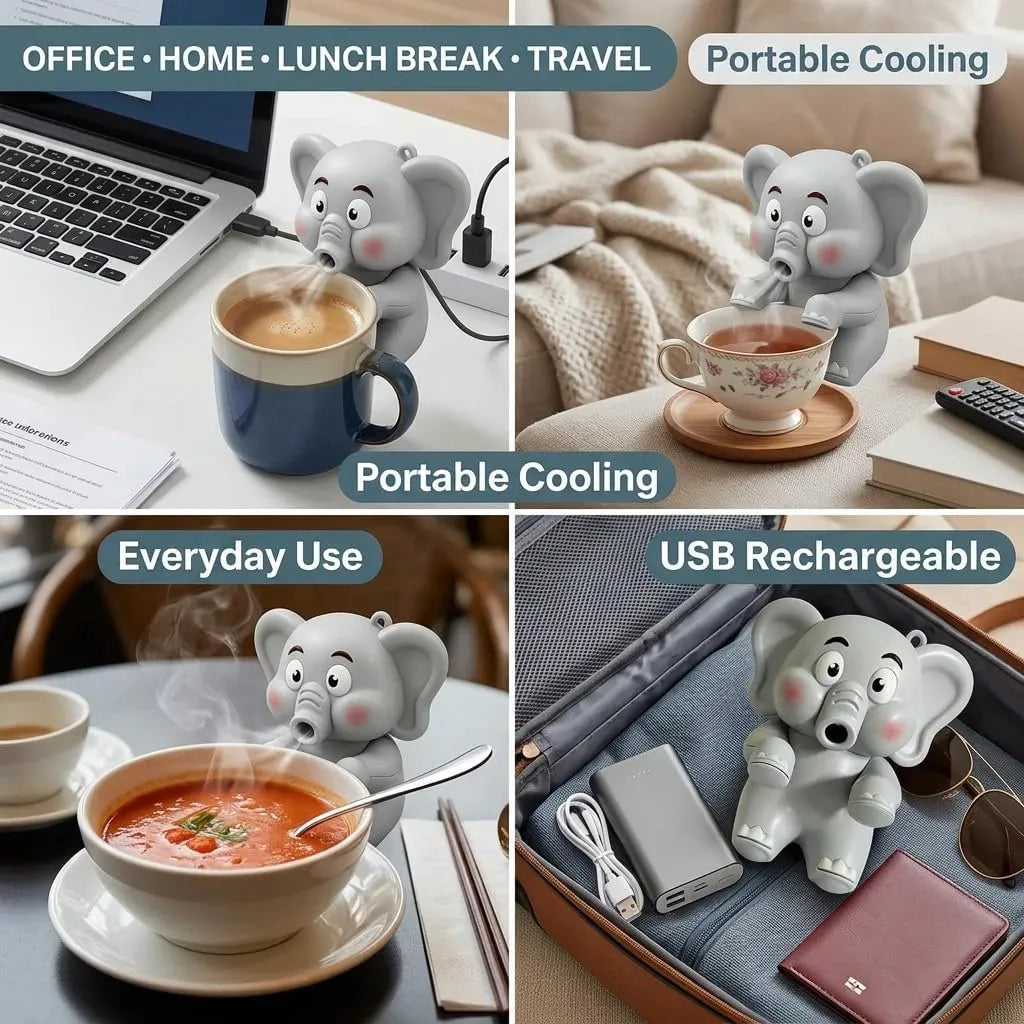 Cute Panda Clip-On Food Cooling Fan – Hands-Free Mini Fan for Hot Coffee, Tea, Soup, Noodles & Baby Food