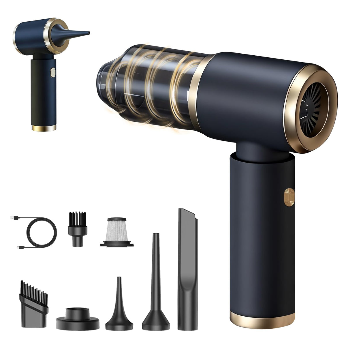 🚗 Mini Handheld Vacuum Cleaner & Air Duster 💨 | USB Rechargeable, Multi-Functional Cleaning Kit 🧹 | For Car, Keyboard, Home & Pet Hair 🐾