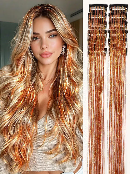 ✨Sparkly Hair Tinsel Extensions – Clip On in 3 Seconds,✨ Easy-to-Use Glitter Hair Accessories for Parties, Festivals & Everyday Glam💖
