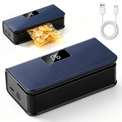 Portable Mini Bag Sealer – 2-in-1 Heat Sealer & Cutter, 6 Adjustable Settings, USB Rechargeable with LED Display