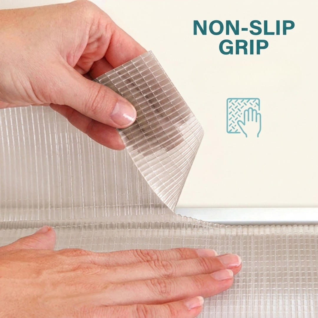 Easy-Tear Non-Slip Shelf & Drawer Liner – Multi-Purpose Protective Mat for Kitchen Cabinets, Shelves & Refrigerators