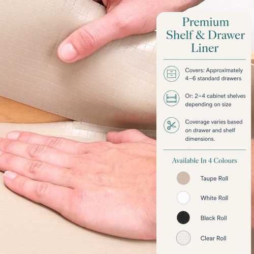 Easy-Tear Non-Slip Shelf & Drawer Liner – Multi-Purpose Protective Mat for Kitchen Cabinets, Shelves & Refrigerators