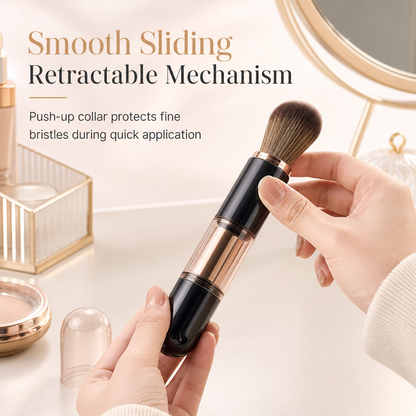 🖌️Buy 1 Get 1 Free !!📢Portable Retractable Makeup Brush Set Multifunctional Travel Cosmetic Tool with Powder Blush and Silicone Lip Brush